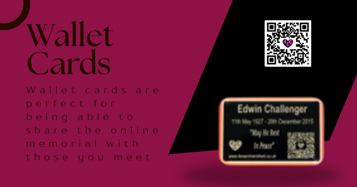 Wallet Cards - wallet cards are perfect for being able to share the online memorial with those you meet